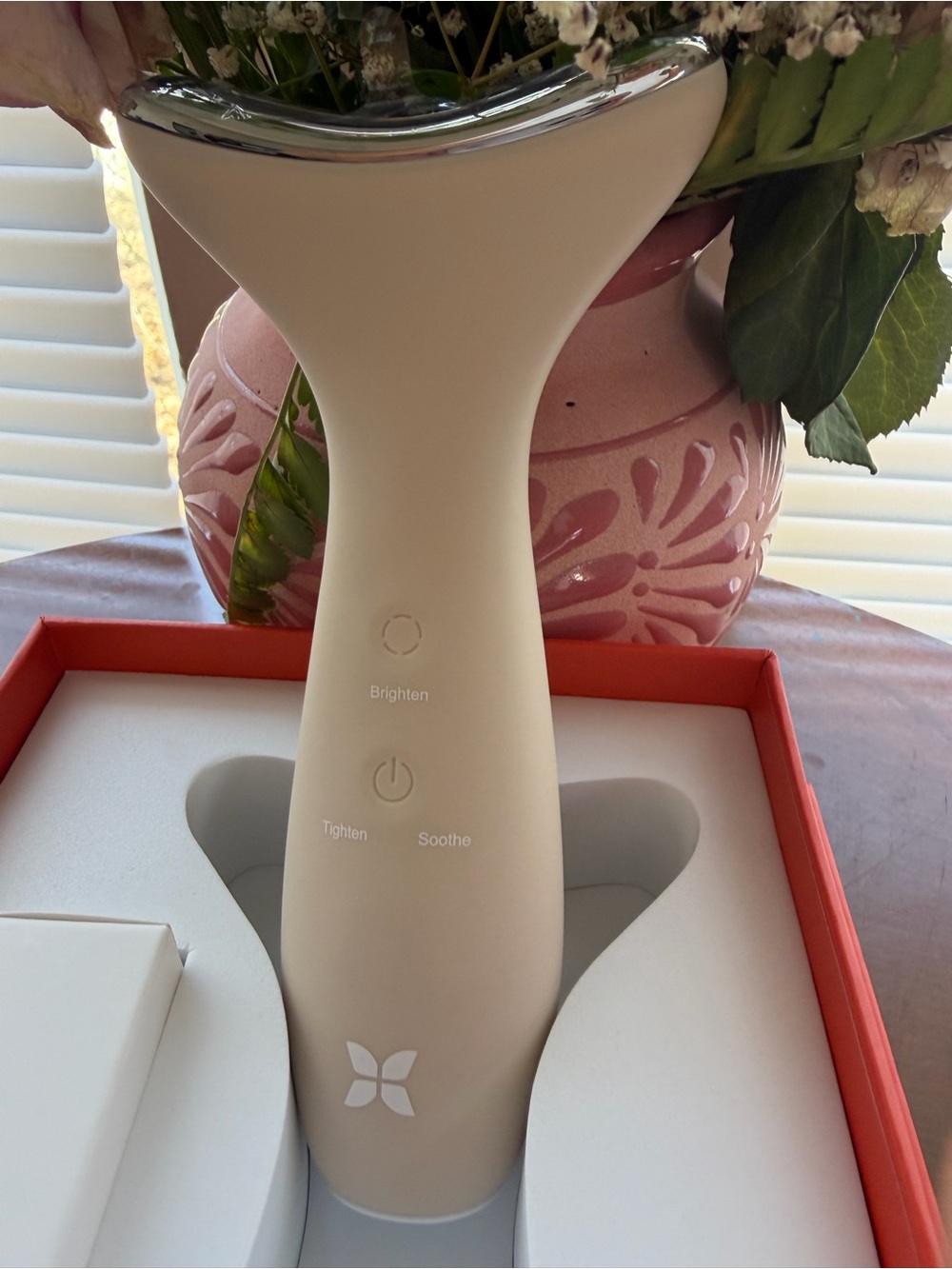 Beige Facial Sculpting Device with LED Display